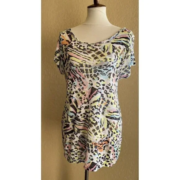 ZARA TRF Woman Colorful Printed Low Back Short Sleeve Casual T Shirt Top Size M - Picture 11 of 12